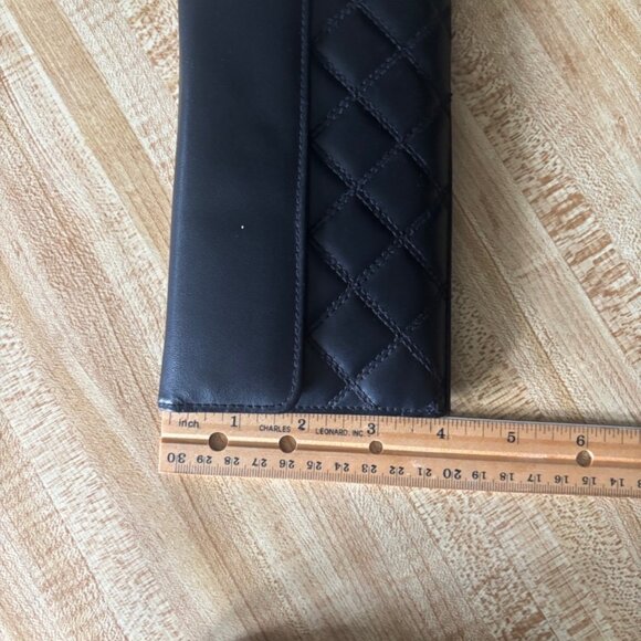 Burton Black Leather Quilted Checkbook Wallet - Picture 8 of 8